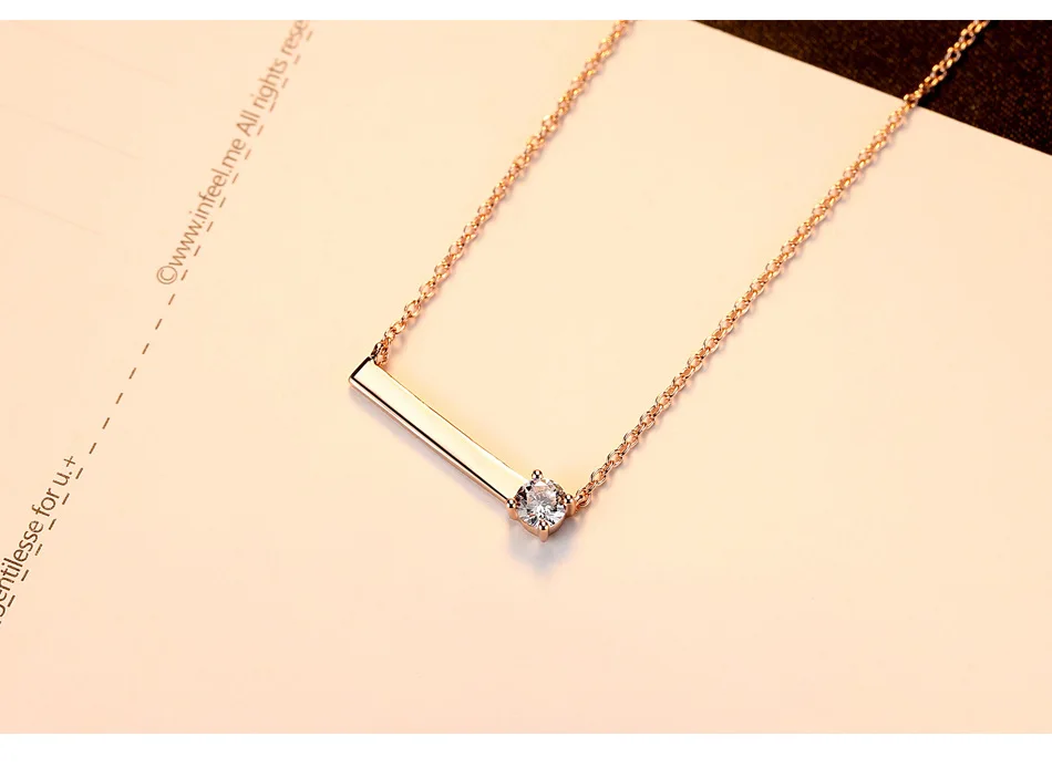 

S925 zircon simple sterling silver clavicle chain fashion female necklace HBT09