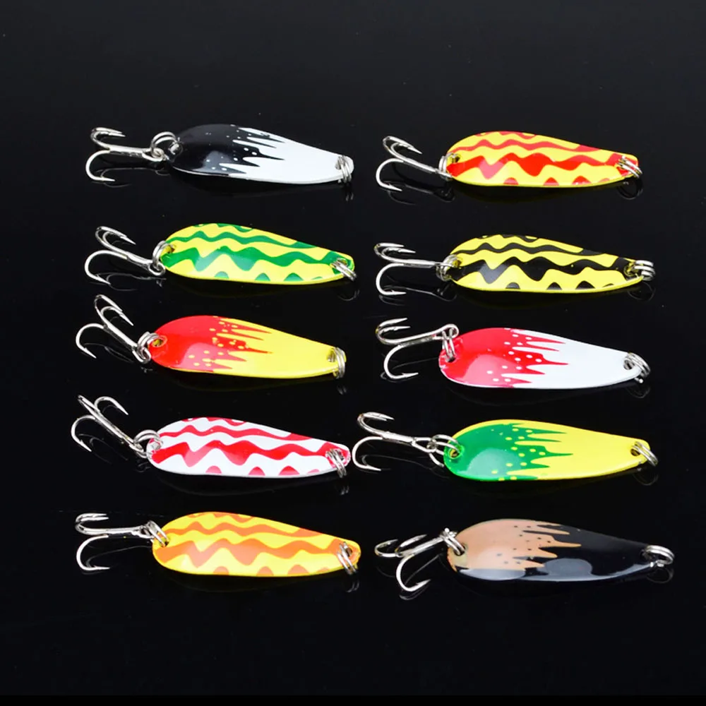 10PC/SET Fishing Lure Metal Spoon Lure Bass Hard Lure Fishing Bait Carp