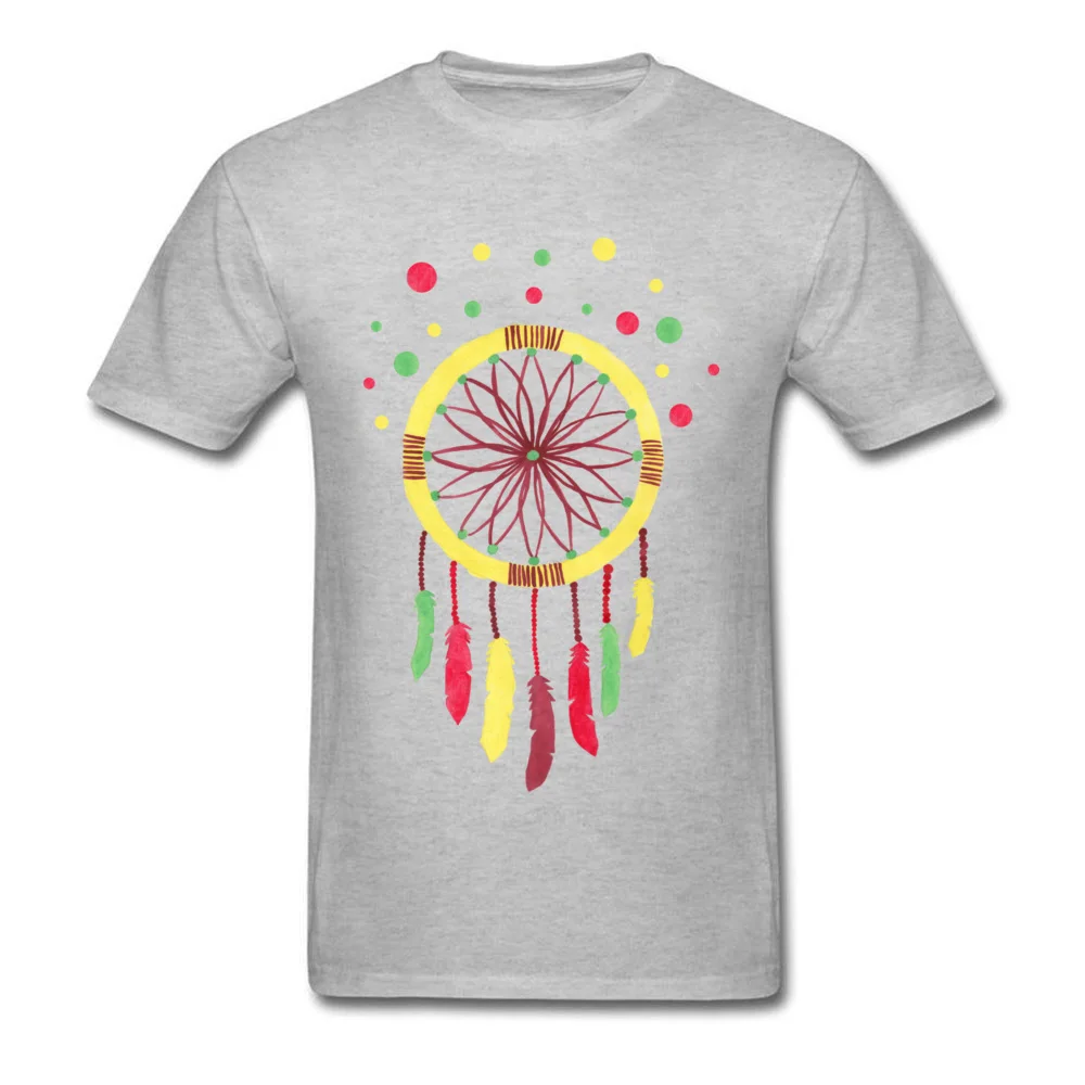 Rainbow Dreamcatcher T-Shirt for Men Casual Summer Tops Tees Short Sleeve Hot Sale Custom Tee-Shirts O Neck 100% Cotton Rainbow Dreamcatcher grey