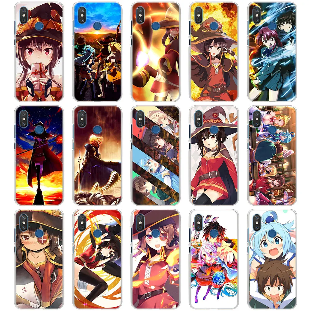 

Japan Anime Konosuba Megumin Phone Case for Xiaomi Redmi Note 4X 5 6 Note 7 6A S2 Mi A1 A2 8 Lite Hard PC Phone Case Cover