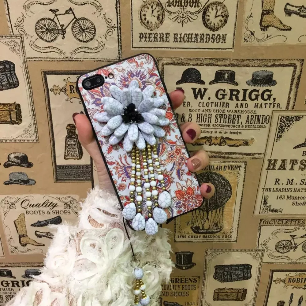 New Cool Chic Мода BOHO Стиль Циркон Кисточкой Цветочным Принтом Жесткий ПК тонкий