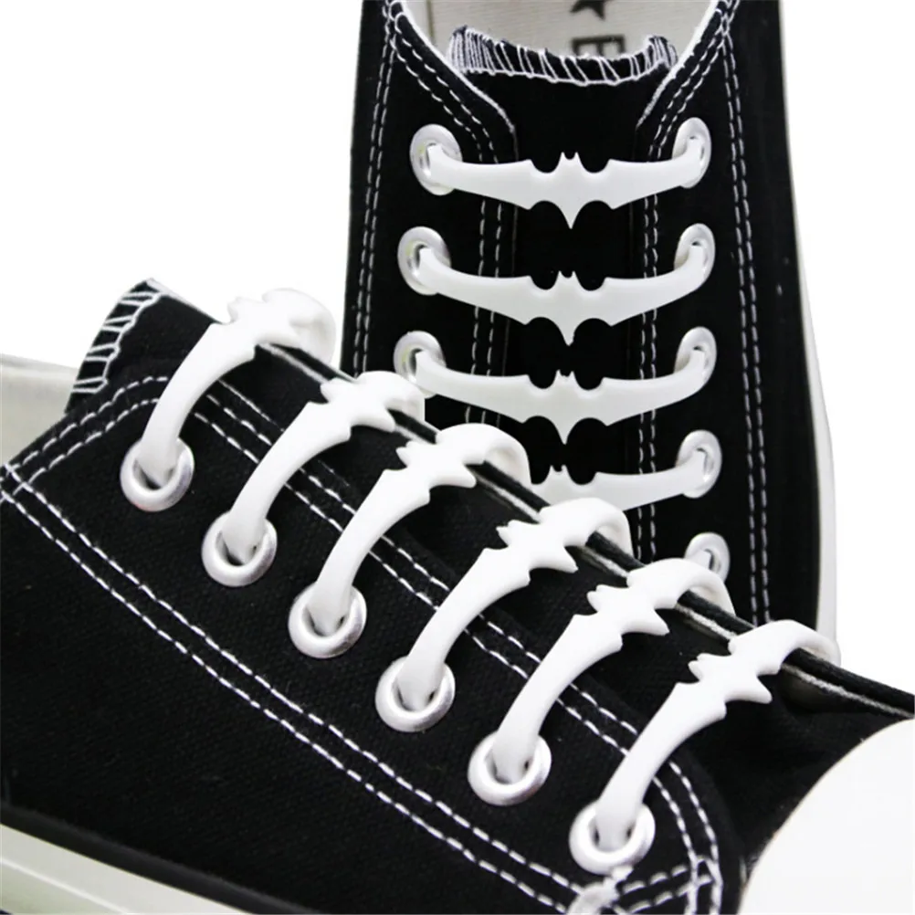 16PCS No Tie Bat Shoelaces For Kids & Adults Elastic Silicone Shoe Laces Slip On Tieless Shoelace Sneakers Laces 6cm Wholesale