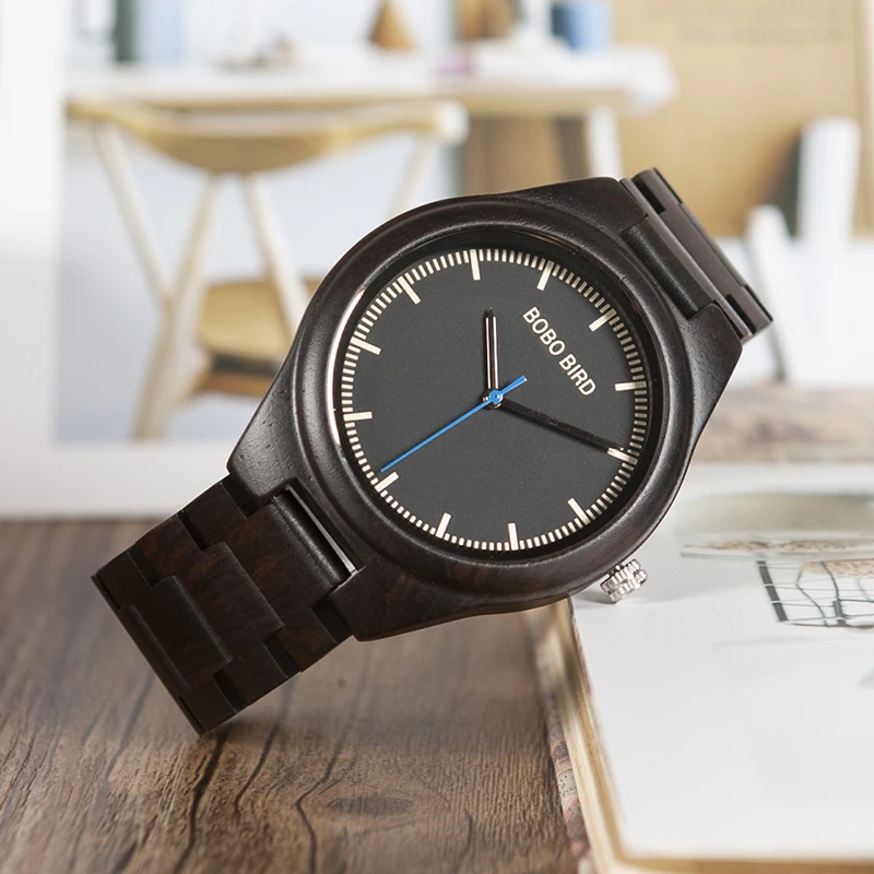 BOBO BIRD New Designer Luxury Wood Wrist Watch Men Japan Move' Quartz Watches with Wooden Watch Box relogio masculino C-O03