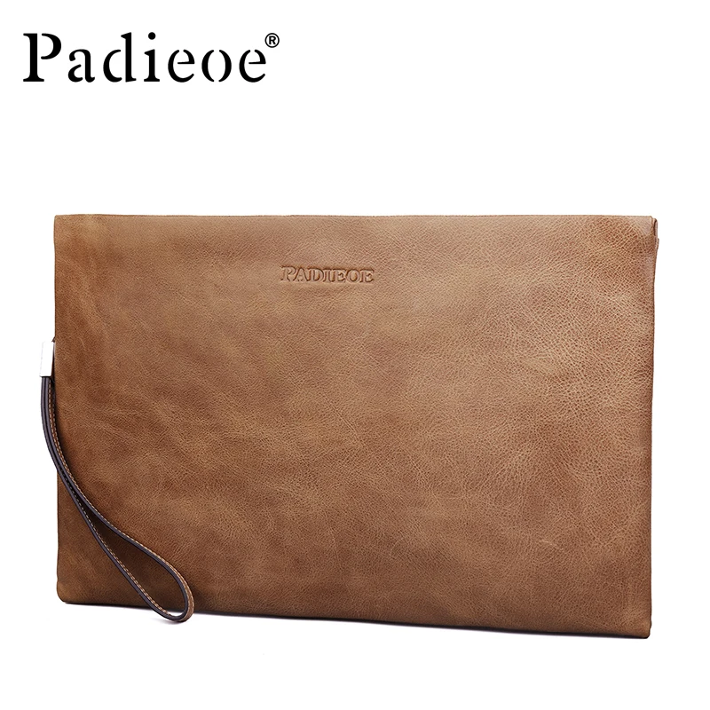 

Padieoe Fashion Luxury Vintage Men Clutch Bags Genuine Leather Envelope Bag Casual Male Handbag