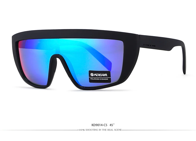 KDEAM, цельные поляризованные солнцезащитные очки, мужские солнцезащитные очки большого размера, спортивные мужские очки с фирменной коробкой