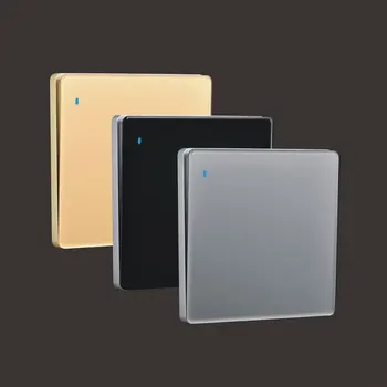 

1/2/3/4 Gang 1 Way Wall Switch Luxury Tempered Glass Panel Push Button Switch Interruptor Home Light Switch With LED Indicator