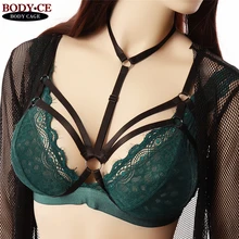 Женская Черная обвязка для тела эластичный бандажный бюстгальтер ремень женский бондаж Готический Фетиш танцевальная одежда в стиле рейв Хэллоуин жена подарок на день Святого Валентина