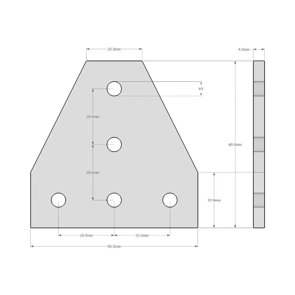 3d принтер алюминиевый Т-образный 5 отверстий 60x60x4 мм Соединительная пластина для v-slot/T-slot алюминиевый экструзионный набор из 10