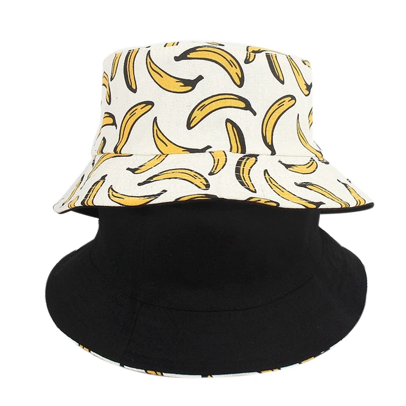 Three-di Мужская Рыбацкая шляпа с буквенным принтом банан Двусторонняя дышащая Складная женский головной Убор От Солнца мужская одежда