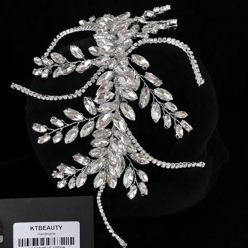 

New Luxury Silver Plant Crystal Rhinestone Handmad Fashion Hairband Royal Bridal Wedding Dressing Crown Accessory Women Jewelry