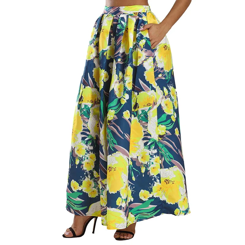 Navy-Yellow-Floral-Elegant-Flared-Maxi-Skirt-LC65124-7-3