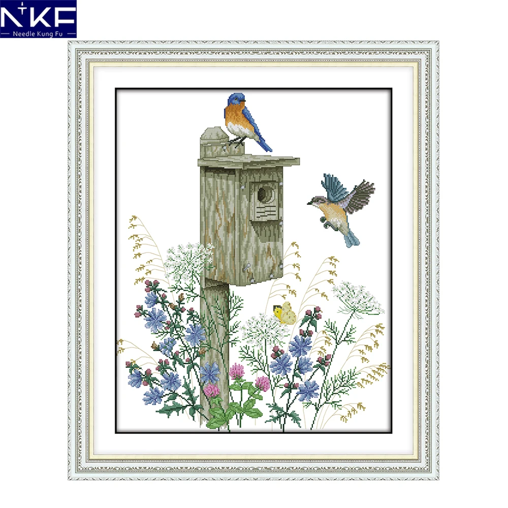 NKF The bird's home animal style needlework catalogs beautiful designs Chinese cross stitch kits for home decoration