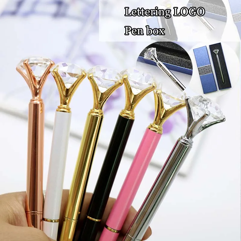 

1Pcs Creative Logo Custom Made Big Diamond Ballpoint Pen High Grade Birthday Valentine's Day Engraved Gift Office School Writing