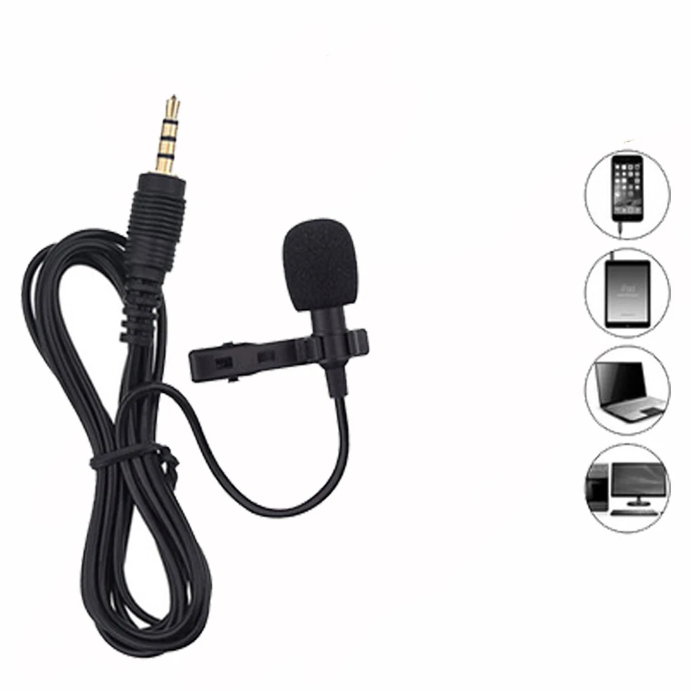 

Portable Professional Grade Lavalier Microphone 3.5mm Jack Hands-free Omnidirectional Mic Easy Clip-on Perfect for Record Live