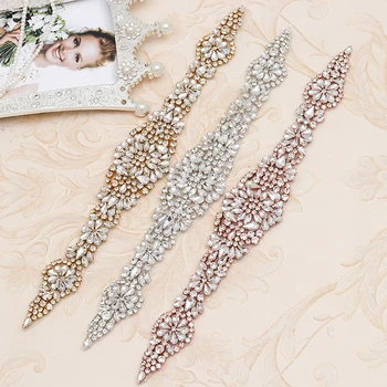 

YANSTAR (30PCS) Wholesale Rhinestones Appliques Bridal Belt Rose Gold Crystal Sewing On DIY Bridal Accessory YS830