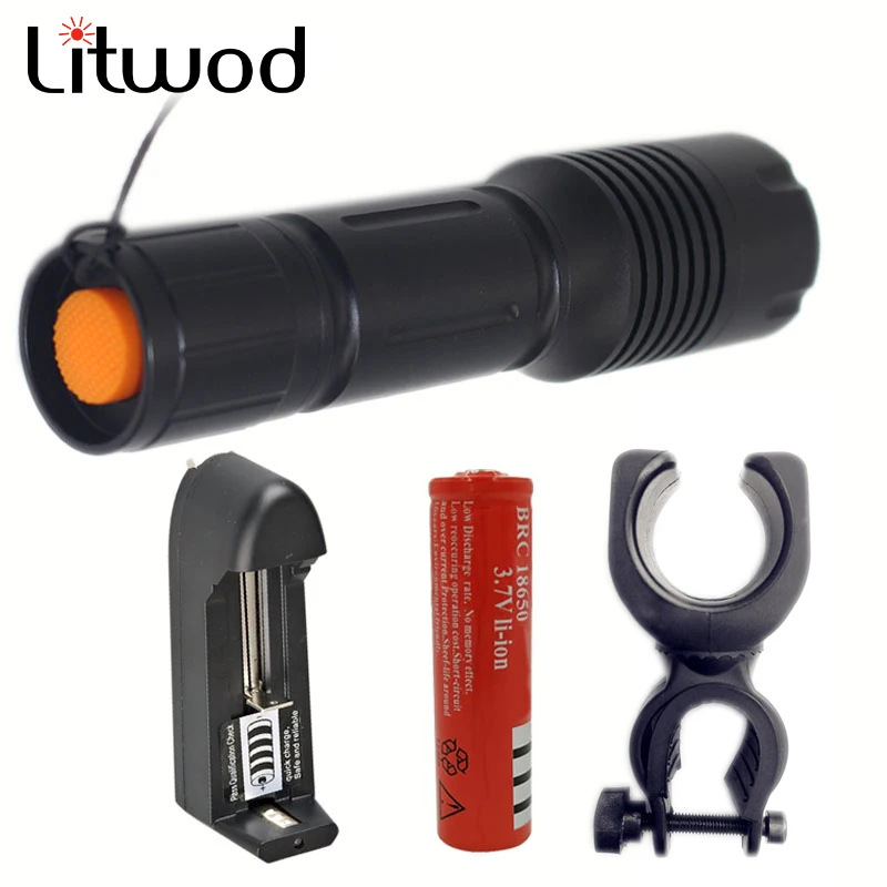 

Litwod Z30A7 Aluminum Portable Led Zoom Flashlight 4000LM XM-L T6 Waterproof LED Flashlight Torch Light For Charger Bike Holder