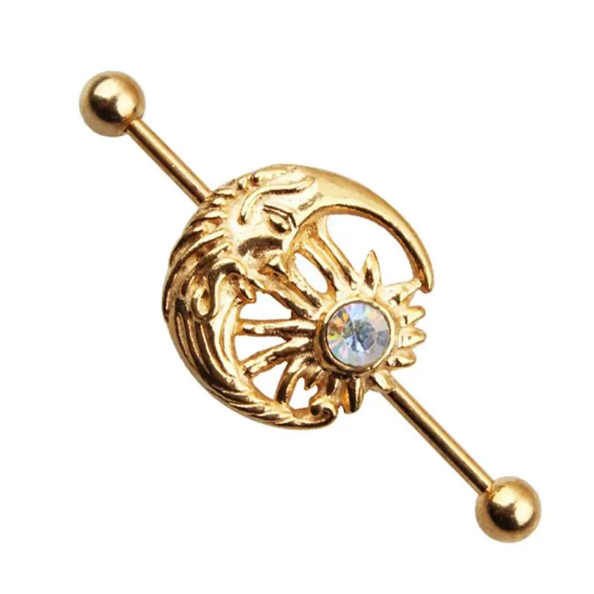 

Stainless Steel Earring Skeleton Moon and Stars Ear Tragus Piercing Body Jewelry Delicate Gift New N-20