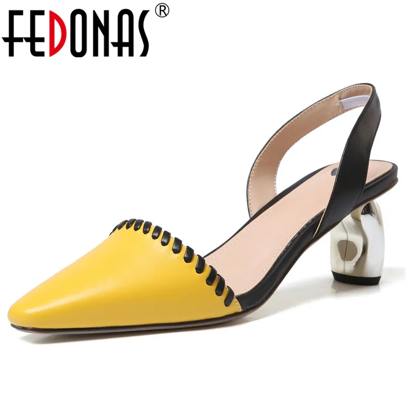 

FEDONAS Fashion Sweet Sandals For Women Genuine Leather Strange Style High Heels Fashion Pumps Summer Casual Sandals Shoes Woman