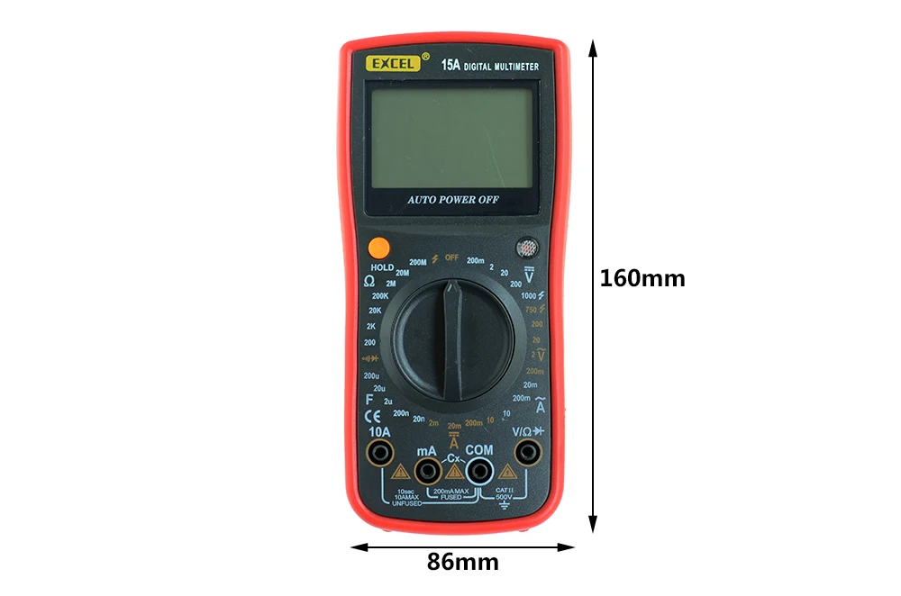 Эксель 15A AC DC ЖК-дисплей электрический портативный Вольтметр Амперметр Ом измеритель емкости Цифровой мультиметр Multimetro