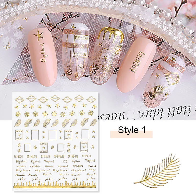 Новая звезда Луна дизайн золотой стикеры 3D на ногти Nail Art Наклейки DIY салон маникюр Клей наклейка слайдеры Дизайн ногтей украшения - Цвет: Style 1