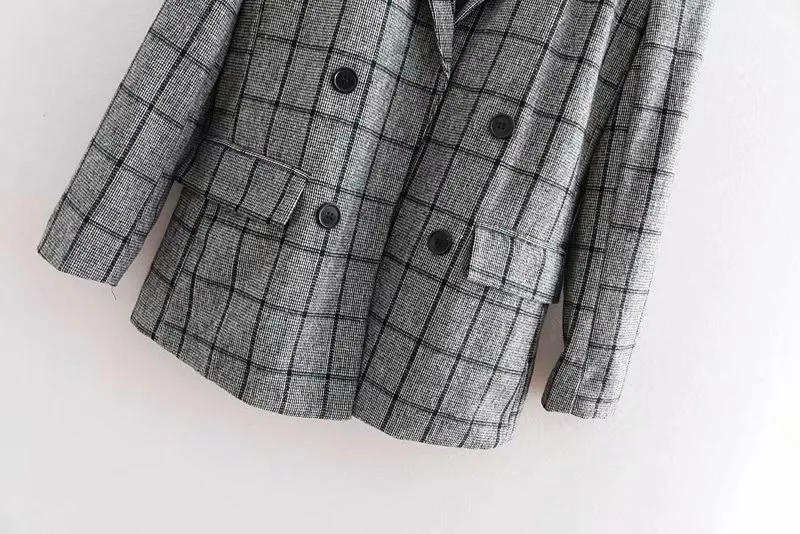 Plaid Slimming version medium long casual suit coat Double Breasted Office Lady women's new blazers and jackets Plaid Slimming version medium long casual suit coat Double Breasted Office Lady women's new blazers and jackets