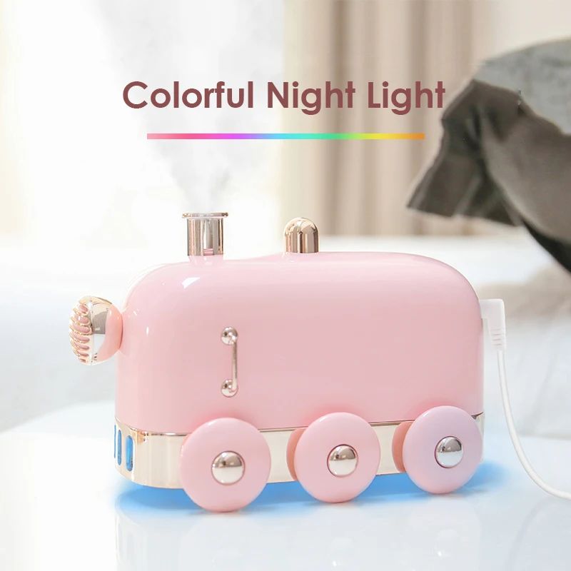 

300ML Mini Train Ultrasonic Air Humidifier Mist Maker Night Light Water Diffuser DC5V USB Desktop Time Setting Air Moisture