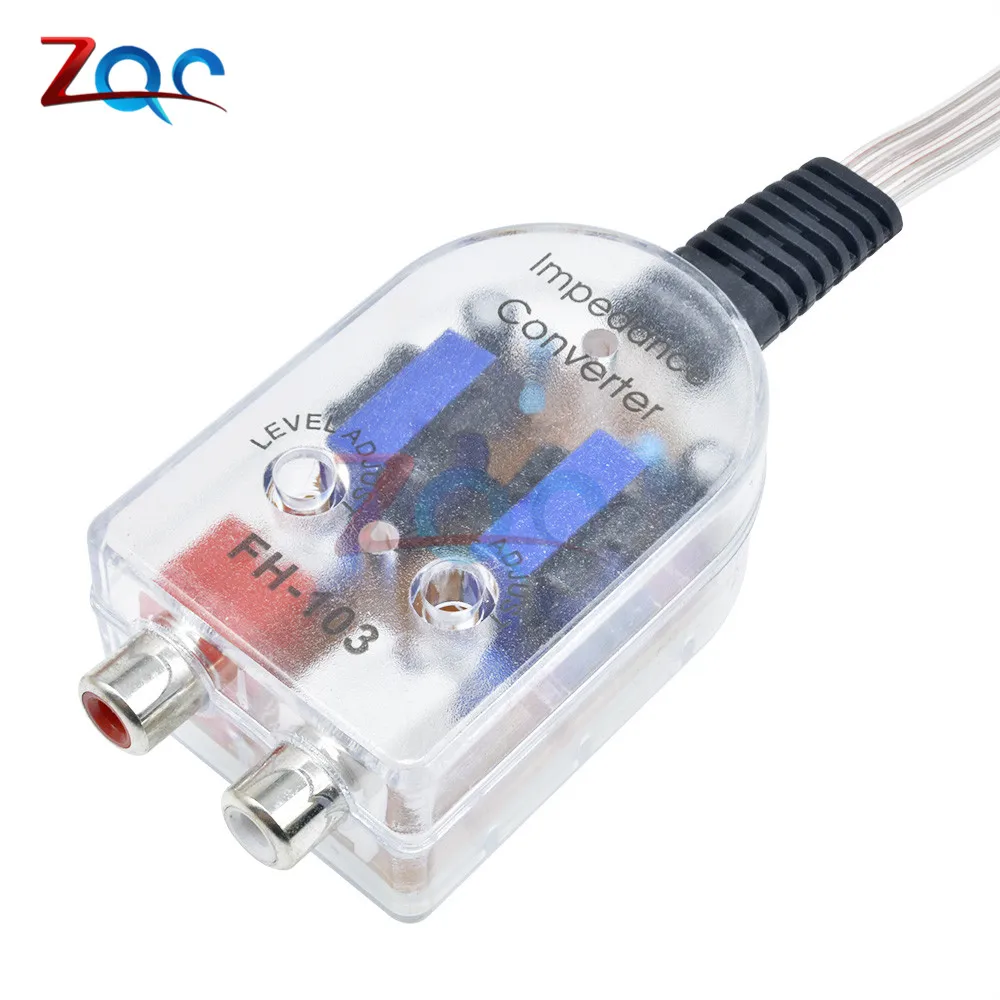 

Adjustable Car Speaker to RCA Level Adaptor High to Low Sockets Auto Line Out Audio Comverter Sound Subwoofer Amplifier