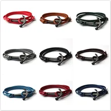 1 шт., распродажа, рыболовный крючок, якорь, ID, браслеты, черный якорь, браслет для выживания, кожаный браслет дружбы, мужские и женские ювелирные изделия