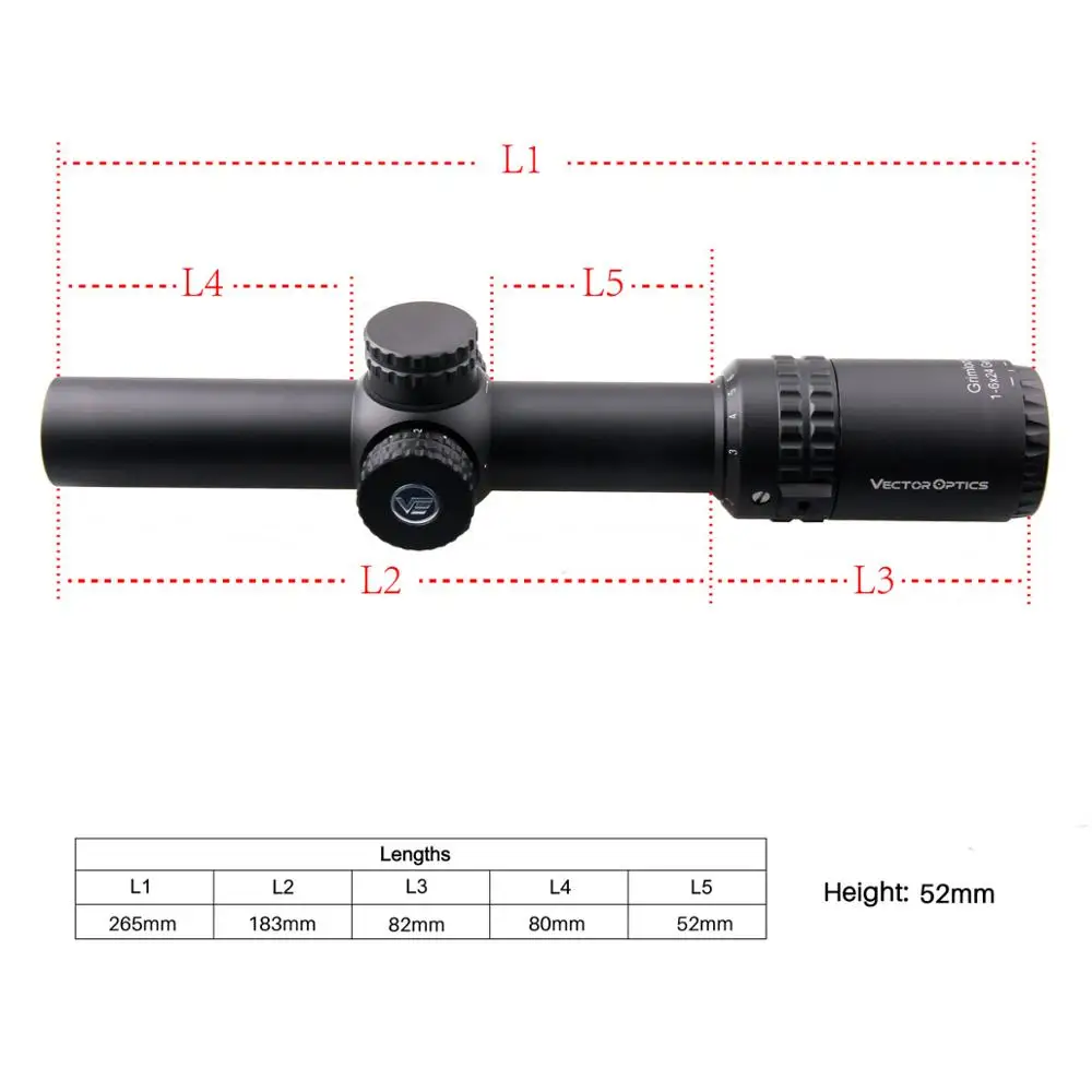 Vector Optics Gen2 Гримлок 1 6x24 BDC (MOA) баллистическая сетка прицела винтовки с подсветкой