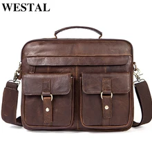 WESTAL Men Bag Crossbody Bags Casual Totes Leather Handbags Messenger Laptop Bag Genuine Leather Shoulder Bags Men Briefcases