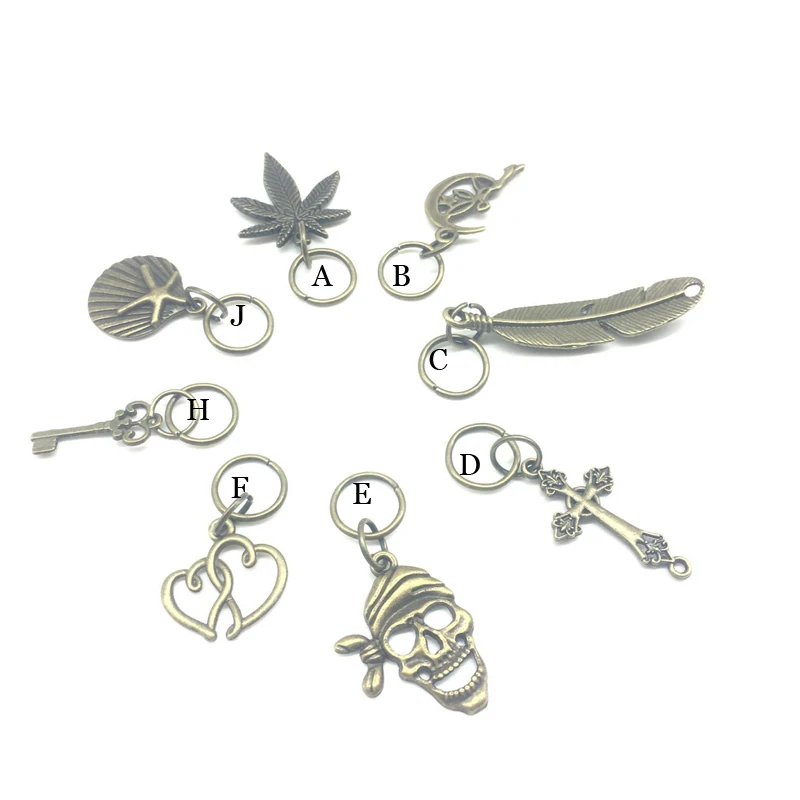 

Brozen Ring Hair Accessaries Beads 5Pcs per Set Silver Hair Braid Dreadlock Bead Leaf 14mm Hole Hair Cuffs Dread Tube Charm