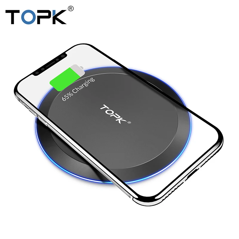 

TOPK 10W Qi Wireless Charger for iPhone X XS XR 8 Plus Fast Wireless Charging Pad for Samsung S8 S9 S10 Xiaomi mi 9 Charger