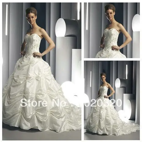 Ball Gown Ivory Embroidery Corset Body Hot Sale Modest Wedding Dress Taffeta | Свадьбы и торжества
