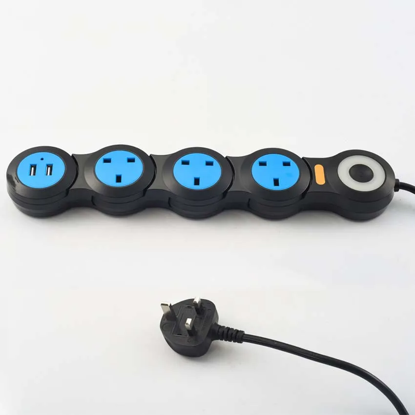 Подарок Британский стандарт 345 бит 13A 2.1A USB мощность полоса зарядки свободно вращающийся изогнутый Рабочий стол расширение разъем стандарта Великобритании