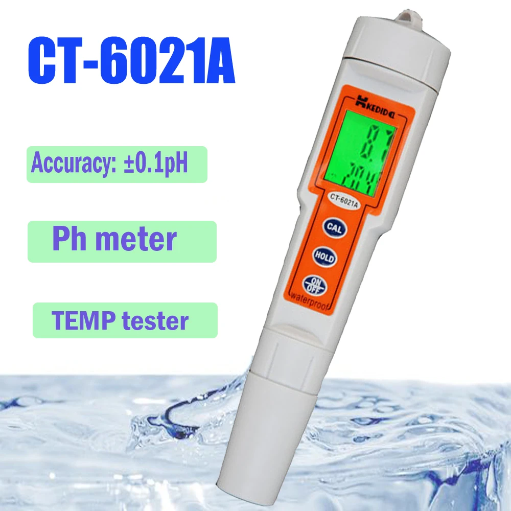 ph метр,CT-6021A лакмусовая бумага,Водонепроницаемый цифровой кислотные и щелочные воды тестер ph тестер Диапазон: 0.00~ 14.00pH ph meter,ph метр для воды ph метр для Плавательный бассейн