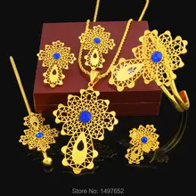 Новейший комплект ювелирных изделий, ожерелье/Подвеска/браслет/серьги/Кольцо/шпилька, 24 k, золотой цвет, Африканский Свадебный комплект