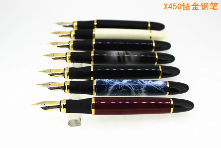 Jinhao X450 классика толстый корпус 1,0 мм изгиб перо каллиграфическая ручка высокого качества металлическая авторучка Роскошные чернила подарочные ручки для письма