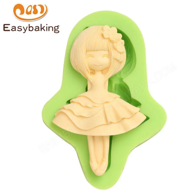 ES-1405-8 Lovely Little girl in skirt Silicone Molds for Fondant Cake Decorating