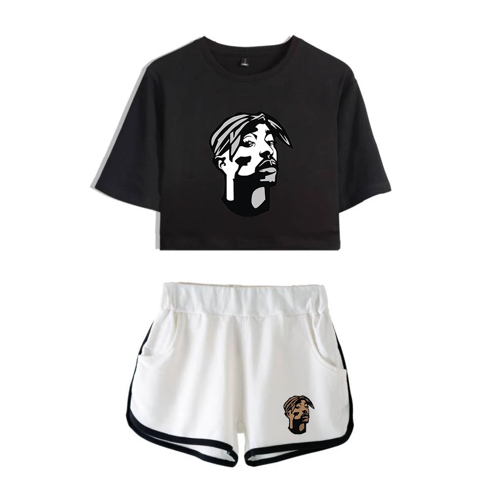 

2019 New Rapper 2pac 2D print Two fashion sets Summer Comfortable Harajuku Short Sleeve+Shorts Comfortable Summer Sets