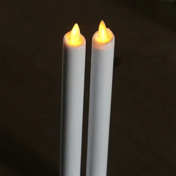 

Ksperway Ser of 2 Flameless Moving Wick LED Taper Candles Real Wax with Timer and Remote Snow White