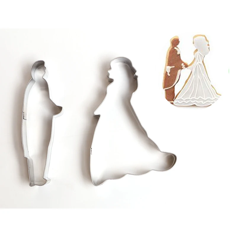

Stainless Steel Bride Groom Cookies Fondant Mold Wedding Decoration Fruit Cutter Unicorn Dress Bakeware Dessert Biscuits Mould