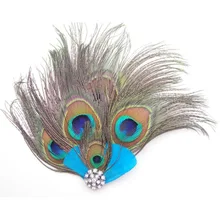 Peacock Feather Hair Clip Long Tail Design