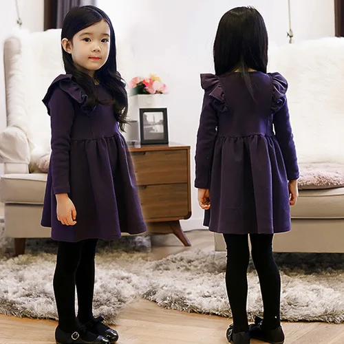 

The Child's Dress In The Autumn of The Korean Version of Lotus Leaf Sleeve All-match Princess Girls Dress Kids Clothing