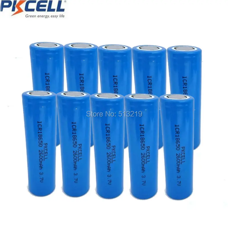 

10 x Liion Rechargeable Batteries ICR18650 2600mAh 18650 Batteria Flat Top No Protection Lithium Battery
