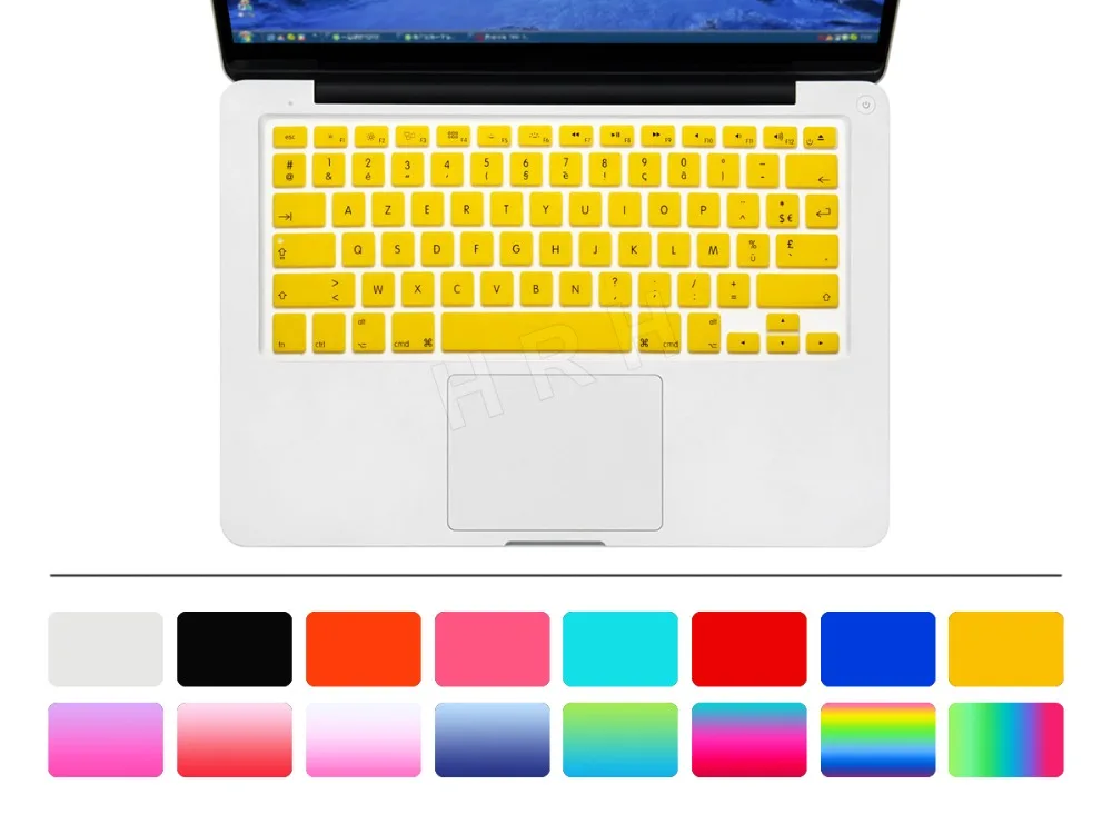 HRH AZERTY французский язык силиконовый чехол клавиатура кожи протектор для Macbook Air Pro retina 1" 15" 1" английская версия