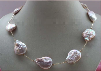 

SHIPPING Natural 16-23mm Purple Baroque Reborn keshi Pearl Necklace Chain
