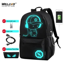 Светящиеся рюкзаки с защитой от кражи, мужские рюкзаки с USB зарядкой, холщовый рюкзак для мальчиков, школьные сумки для ноутбука для девочек-подростков, Студенческая сумка с принтом XA163C