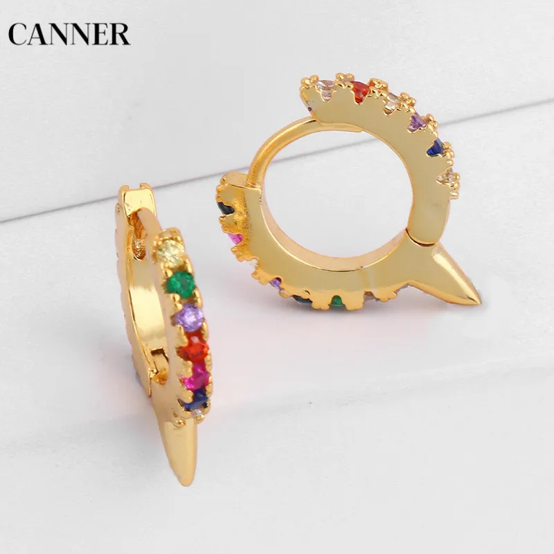 Женские золотые серьги обручи Canner Rainbow круглые геометрические Huggie маленькие со