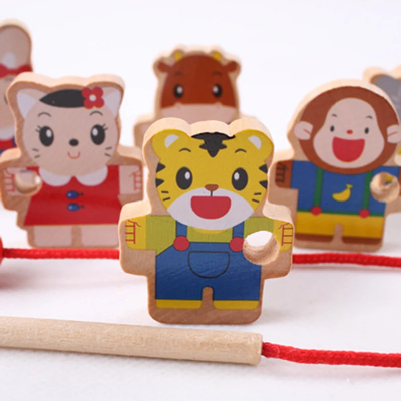 Деревянные игрушки Diy игрушечное животное резьбы деревянные бусины игрушка Монтессори развивающие для детей