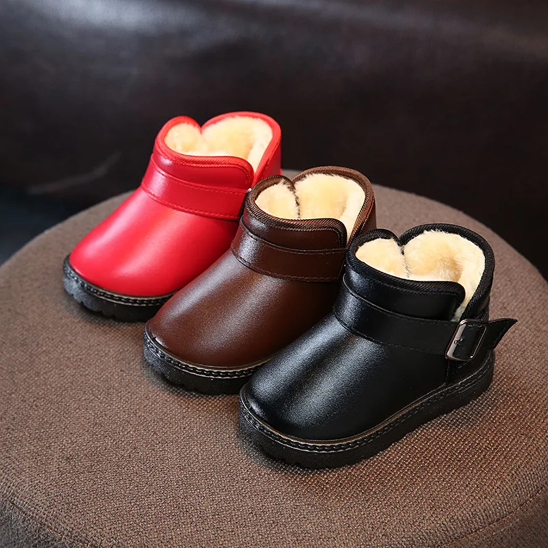 

Children's snow boots 18 winter new kids short boots boys and girls martin boots thick warm shoes Waterproof non-slip